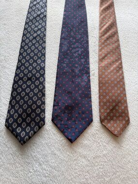 Lot of 3 Ties- 2 Navy Christian Dior, 1 Brown Austin Reed